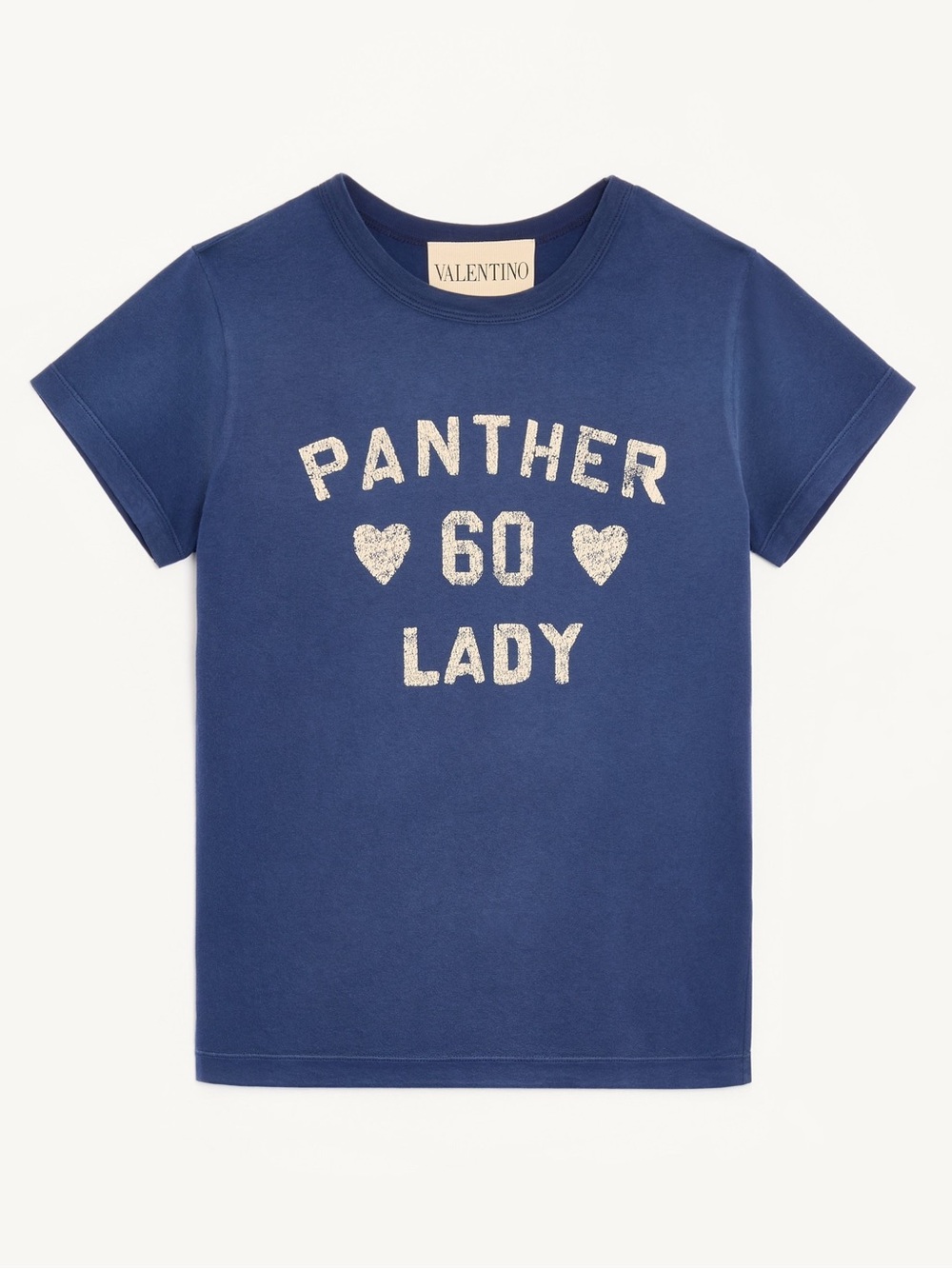 Valentino Blue Panther 60 Lady Printed Cotton T-Shirt, Size Small